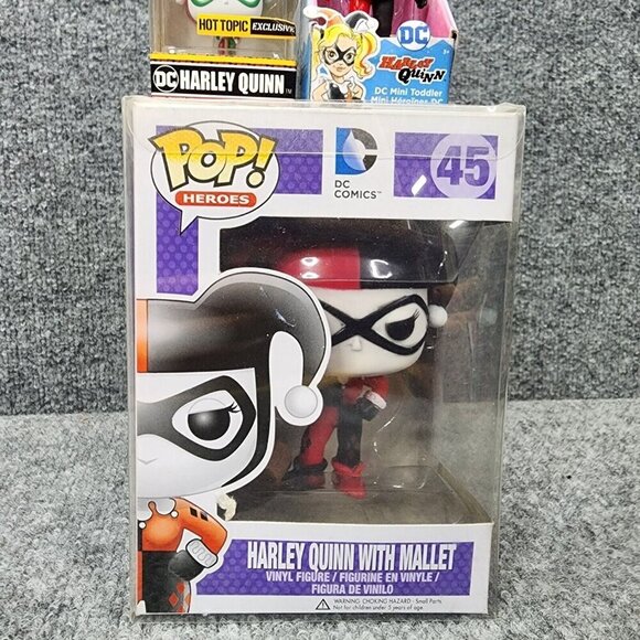 Lot Funko Pop! Vinyl DC Universe Harley Quinn with Mallet #45 + Keychain DC Mini - Picture 3 of 9
